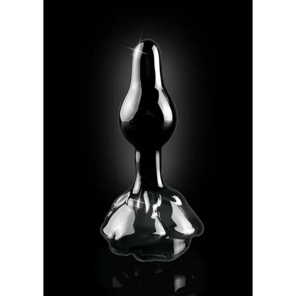 Icicles No 77 Flower Shaped Glass Anal Plug – Black