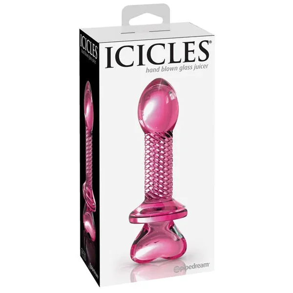 Icicles No. 82 Hand Blown Glass Butt Plug – Ribbed/Pink