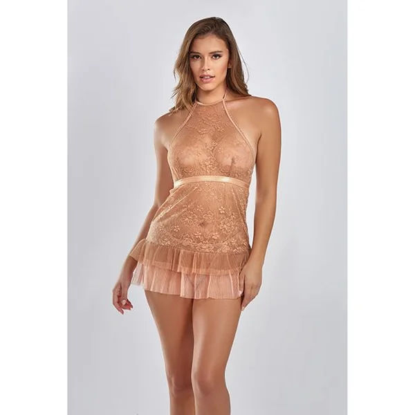 iCollection Amber Halter Lace Babydoll Set