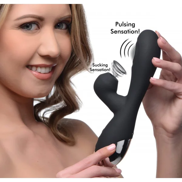 INMI SHEGASM 5 STAR 10X SILICONE SUCTION & PULSATING RABBIT- BLACK