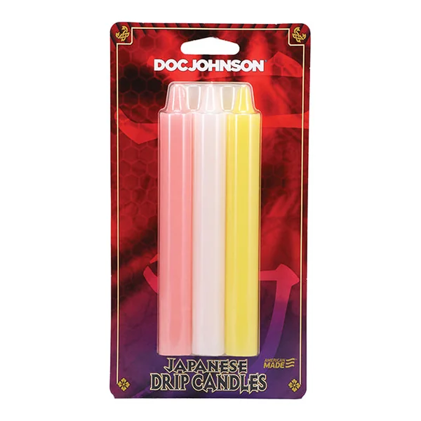 Japanese Drip Candles - Pack Of 3 Pink-white-yellow