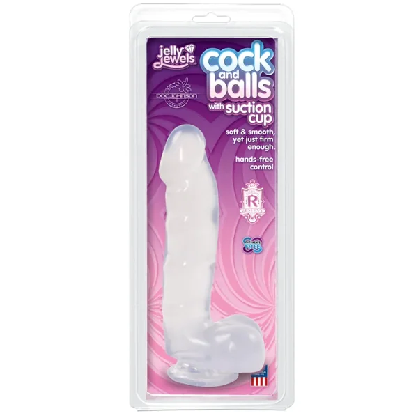 Jelly Jewels Cock & Balls With Suction Cup, 6″/15cm, Diamond Clear