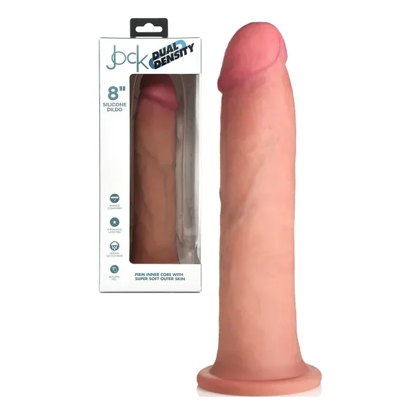 JOCK 8″ DUAL DENSITY SILICONE DILDO – LIGHT