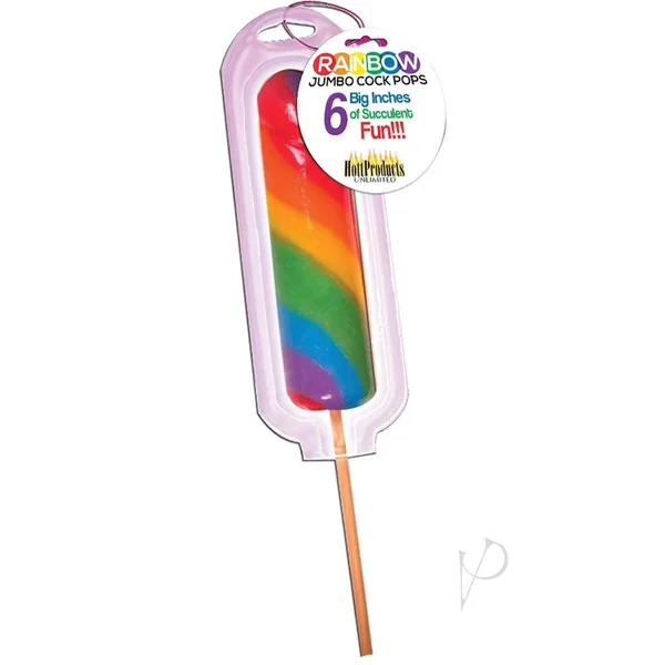 Jumbo Rainbow Pecker Pop On Blister Card Bachelor and Bachelorette Party Supplies