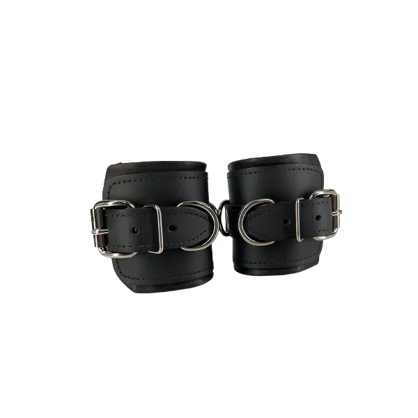 KI Black Leather Wide Wrist or Ankle Cuffs