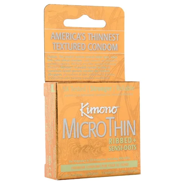 Kimono Condoms MicroThin Ribbed + Sensi Dots 3pk
