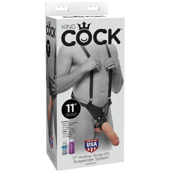 King Cock 10 Inch Hollow Strap On Suspender System