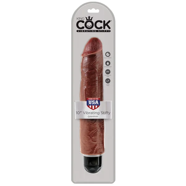 King Cock 10" Vibrating Stiffy - Brown