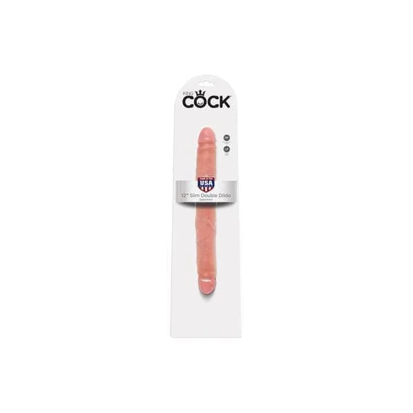 King Cock 12 Inch Slim Double Dildo - Flesh