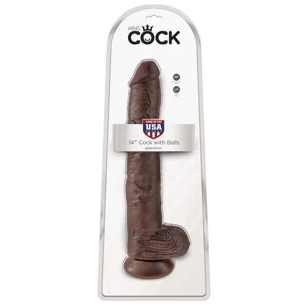 King Cock 14" Cock With Balls - Brown