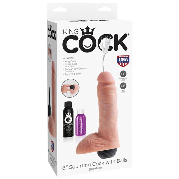 "King Cock 8"" Squirting Cock W/balls"