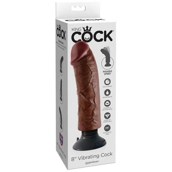 King Cock 8" Vibrating Cock - Brown