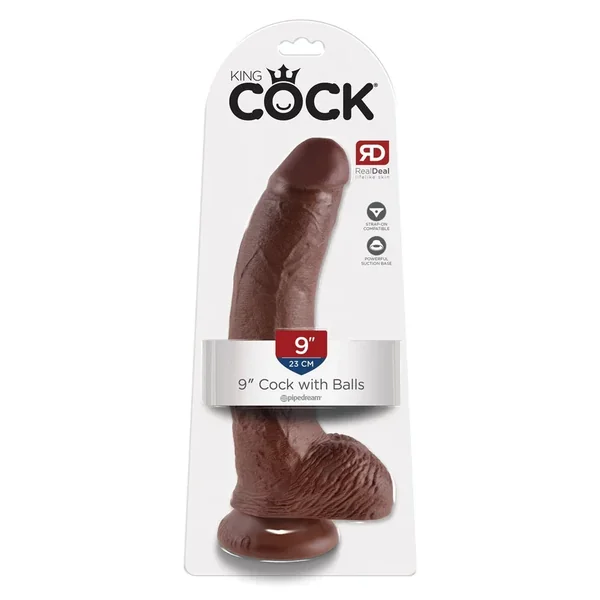 King Cock 9″ Cock w/Balls – Brown
