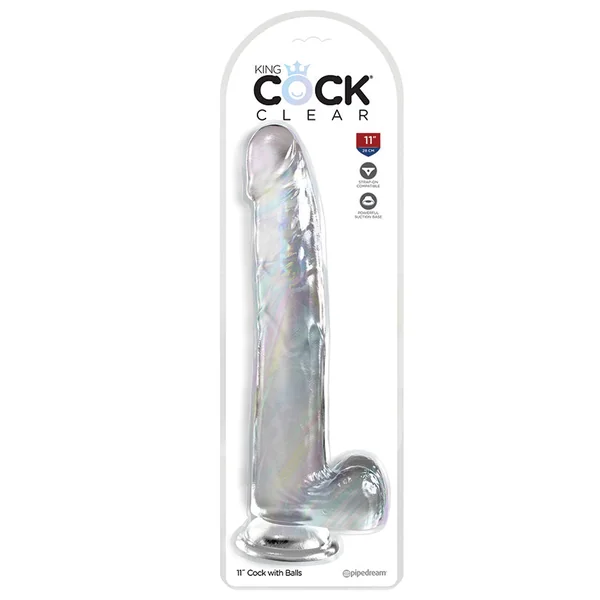 King Cock Clear 11" Cock with Balls - Clear