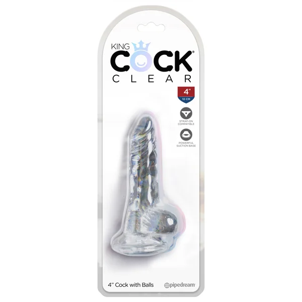 KING COCK CLEAR 4 IN COCK W/ BALLS