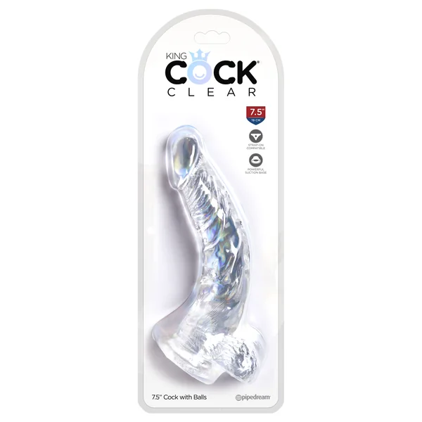 KING COCK CLEAR 7.5 IN COCK W/ BALLS