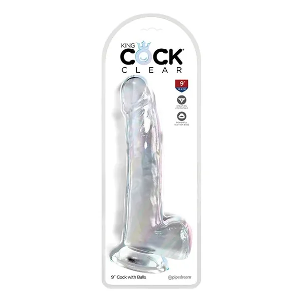 King Cock Clear 9″ Cock w/Balls – Clear