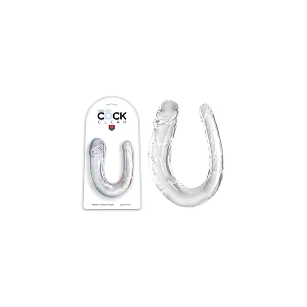 King Cock Clear Double Trouble Medium Double Dildo by Pipedreams Products®