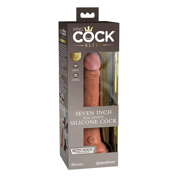 King Cock Elite 7" Dual Density Silicone Cock - Tan