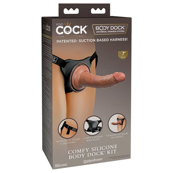 King Cock Elite Comfy Silicone Body Dock Kit - Tan