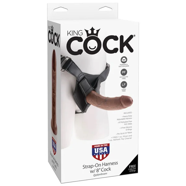 King Cock Strap On Harness W-8" Cock - Brown