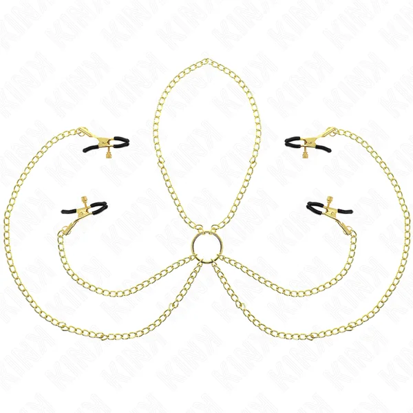 KINK - 4 NIPPLE AND CLIT CLAMPS ADJUSTABLE GOLD