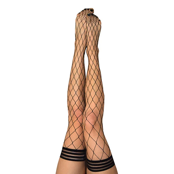 Kix'ies Michelle Large Fishnet Thigh High Black C