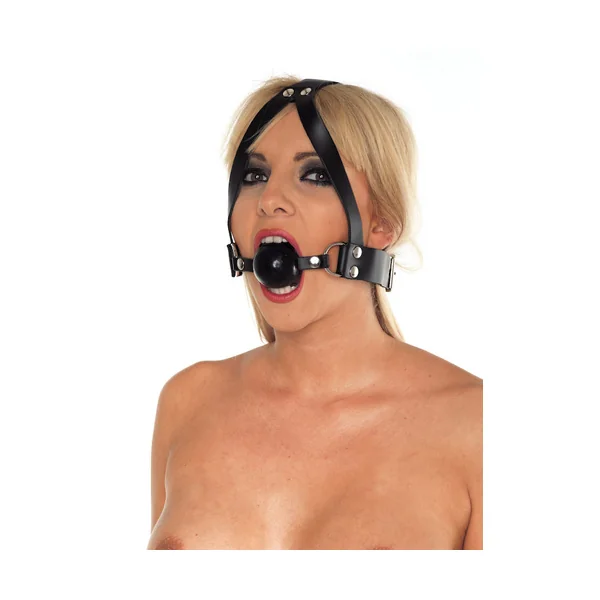 Leather Ball Gag And Head Harness