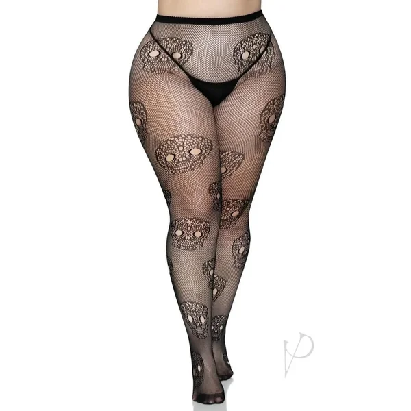 Leg Avenue Lace Skull Fishnet Sexy Tights and Pantyhose 1x/2x Black