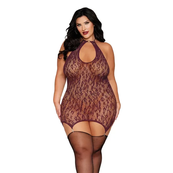 Leopard Pattern Seamless Gartered Chemise – Cherry Lacquer QN