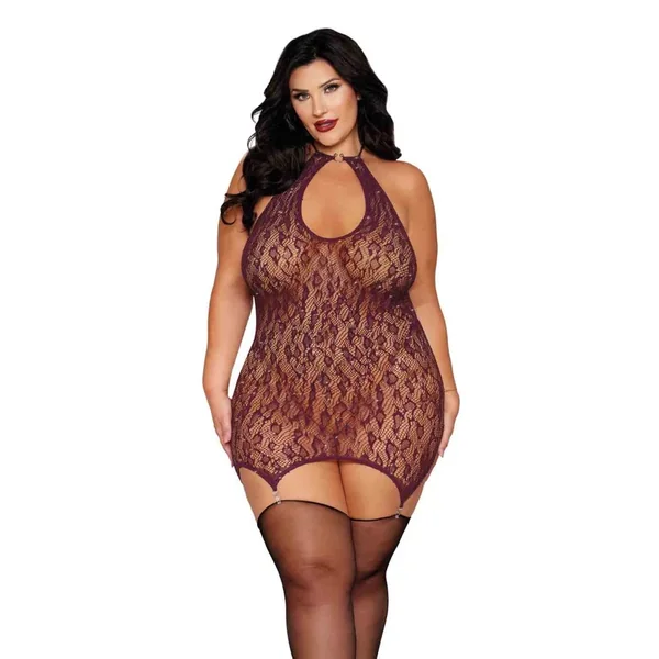 Leopard Pattern Seamless Gartered Chemise – Cherry Lacquer QN