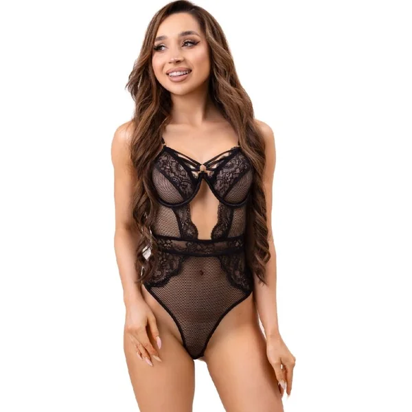 LIVCO CORSETTI FASHION – PAULA LC 20209 BODY CON ADORNOS DE ENCAJE NEGRO S/M