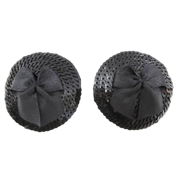 Love in Leather Sequin Nipple Pasties With Bow