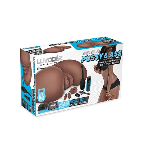 Luvdolz Remote Control Rechargeable Pussy & Ass W-douche - Mocha