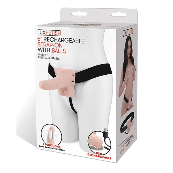 Lux Fetish 6" Rechargeable Strap On W/balls