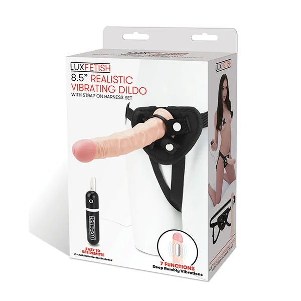 Lux Fetish 8.5" Realistic Vibrating Dildo W-strap On Harness Set