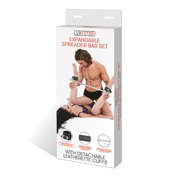 Lux Fetish Expandable Bar Spreader Set W-leatherette Cuffs