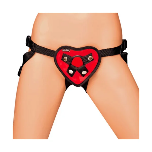 Lux Fetish Red Heart Strap On Harness