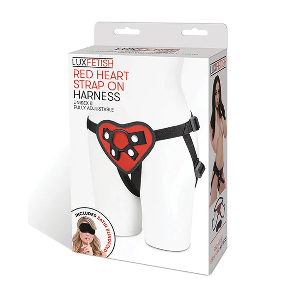 Lux Fetish Red Heart Strap On Harness Set