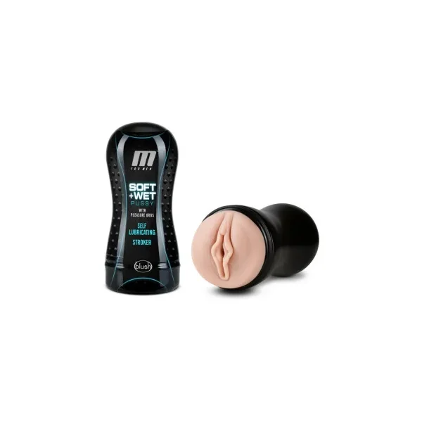 M for Men Soft + Wet Pussy with Pleasure Orbs Self-Lubricating Vagina Stroker, Beige
