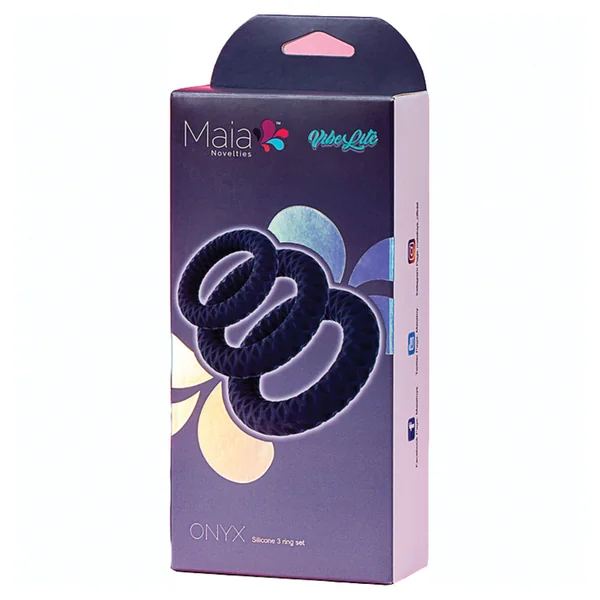 Maia VIBELITE ONYX 3 Piece Liquid Silicone Cock Ring Set