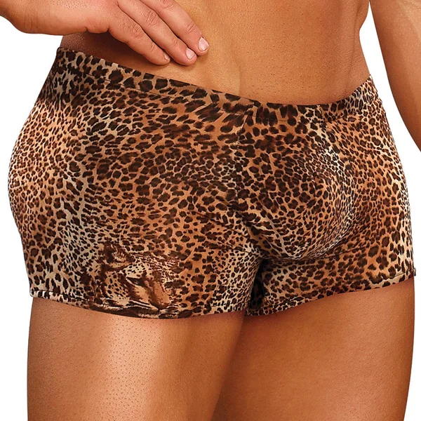 Male Power Animal Pouch Short - Leopard Medium