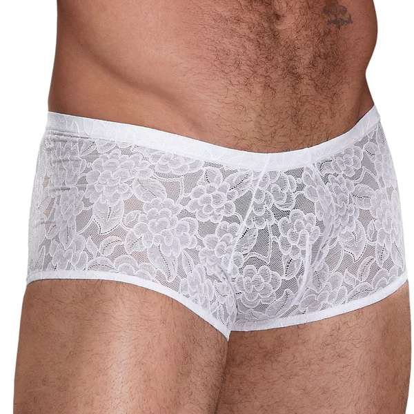 Male Power Stretch Lace Mini Short