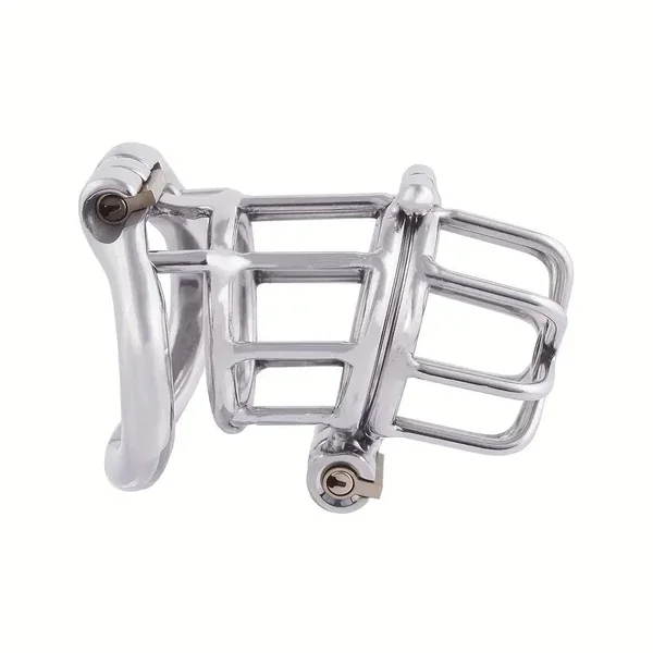 Male Stainless Steel Chastity Device Hinge Ring Double Lock Chastity Cage