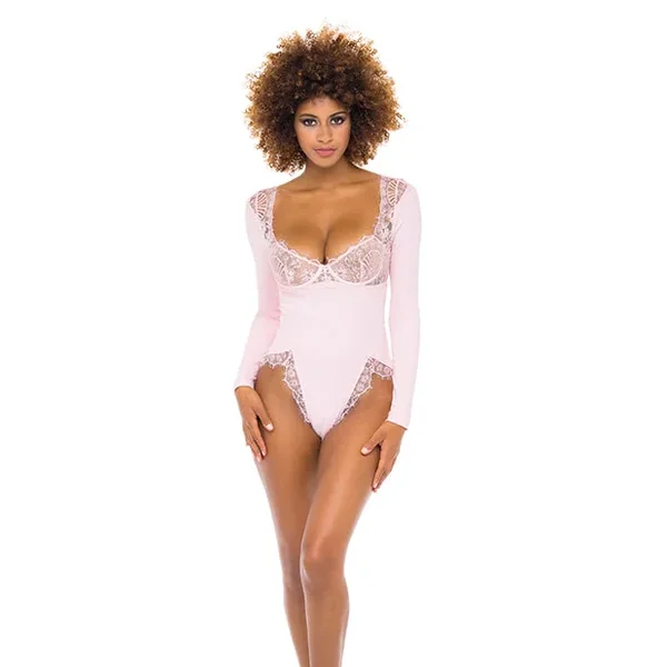 Maria Ribbed Knit & Lace Teddy Crystal Rose