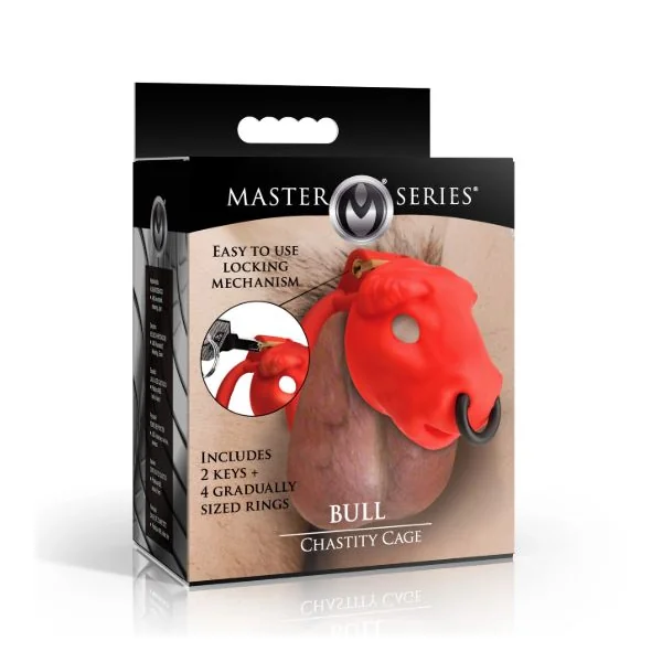 MASTER SERIES BULL CHASTITY CAGE RED