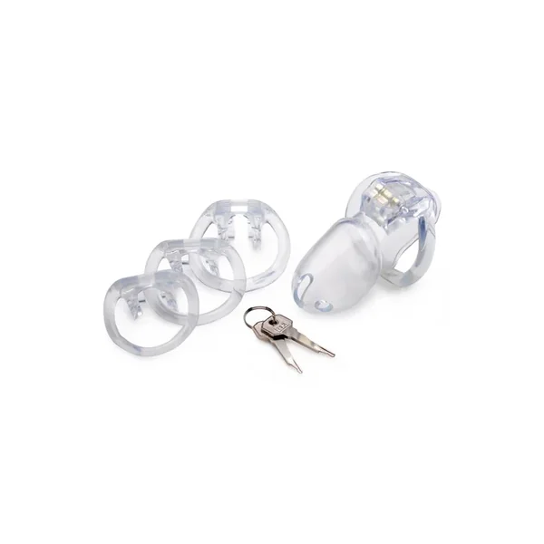 Master Series Clear Captor Chastity Cage with Keys – Large – Clear