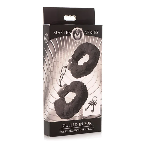 Master Series Cuffed In Fur Furry Handcuffs - Black