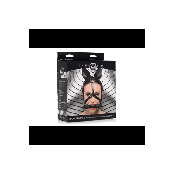 Master Series Dark Horse Pony Head Harness with Silicone Bit