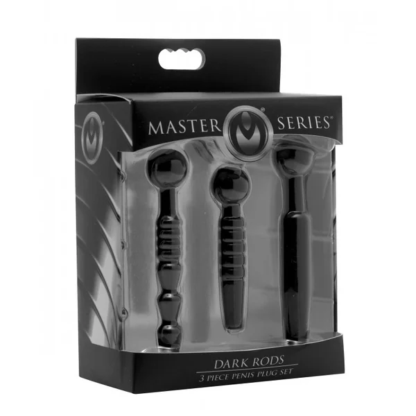 MASTER SERIES DARK RODS 3 PIECE PENIS PLUG SET SILICONE